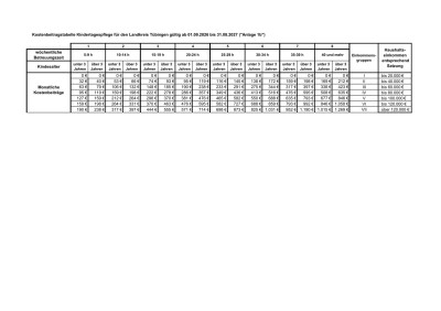 Kostentabelle ab September 2026